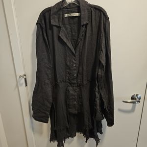 Cynthia Ashby Long Jacket top, charcoal gray